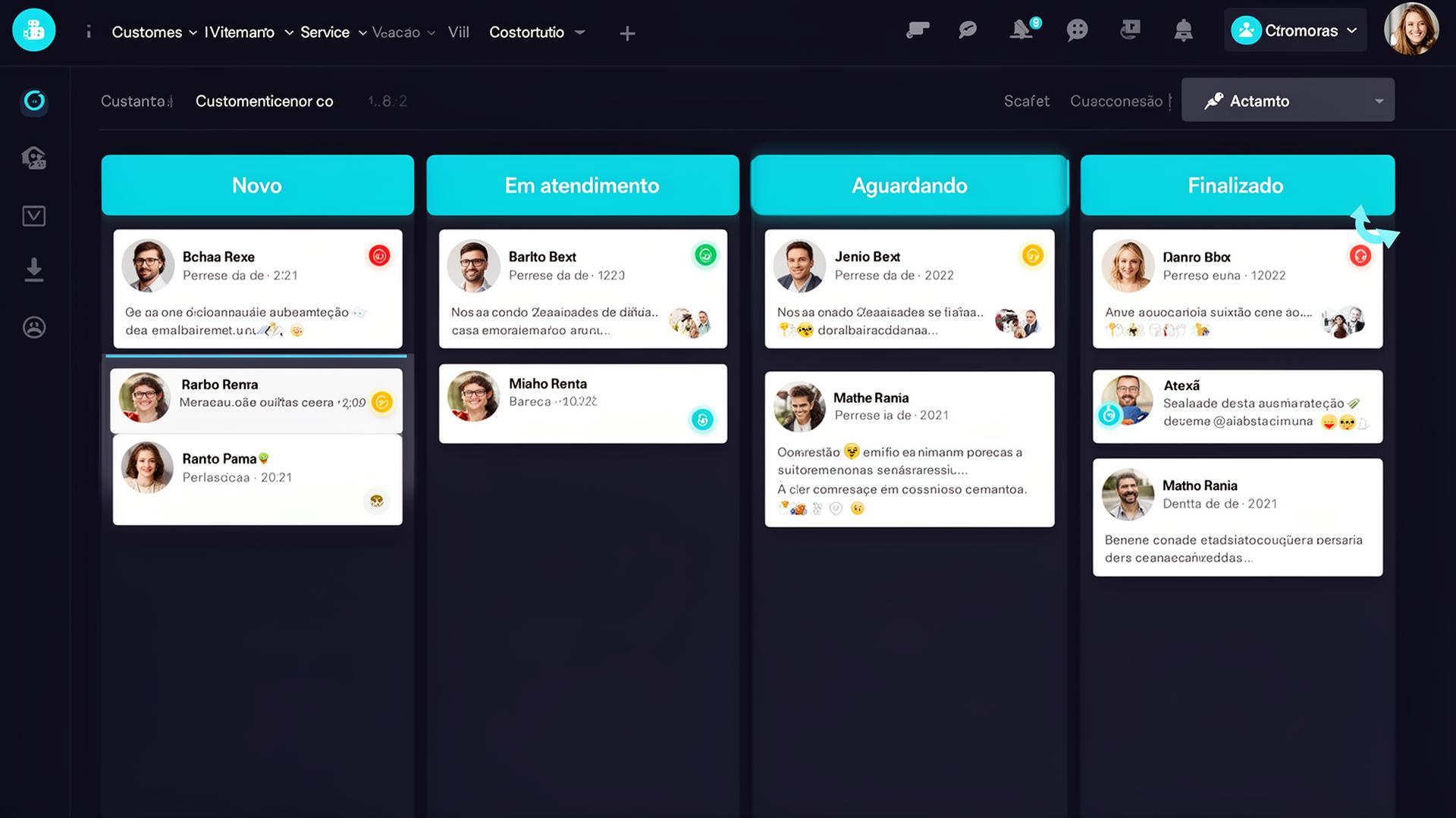 Painel Kanban por status